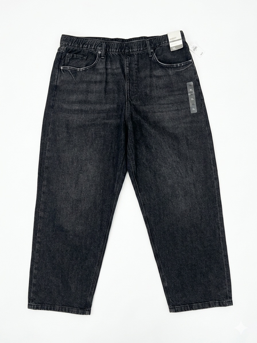 Nwt Gap Utrasoft Baggy Rigid Denim Pull On Relaxed Black Jeans 90s Unisex Y2k Xl